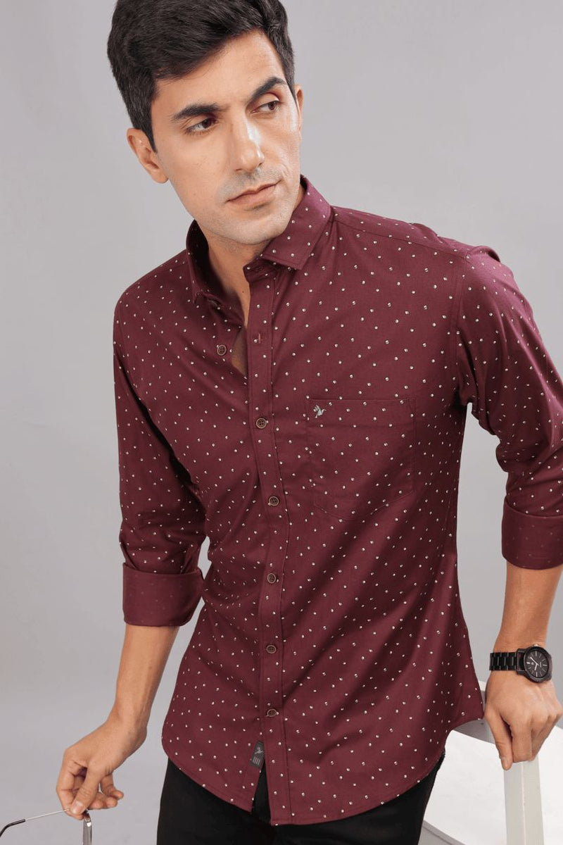 Maroon Polka Print -Full-Stain Proof