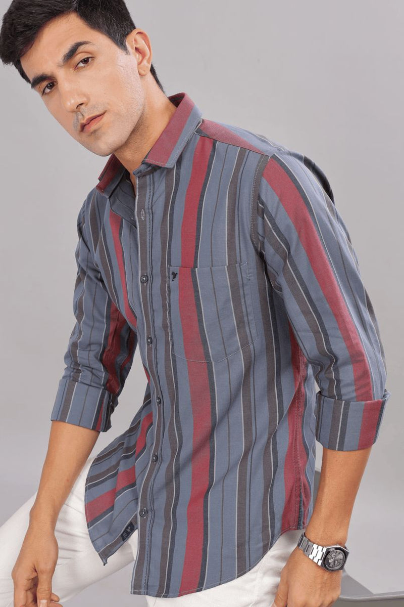 Bluish Grey & Red Stripes - Full-Stain Proof