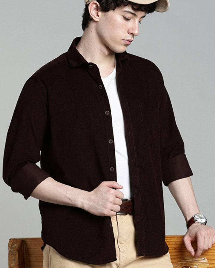 Dark Brown -Full-Corduroy Shirt