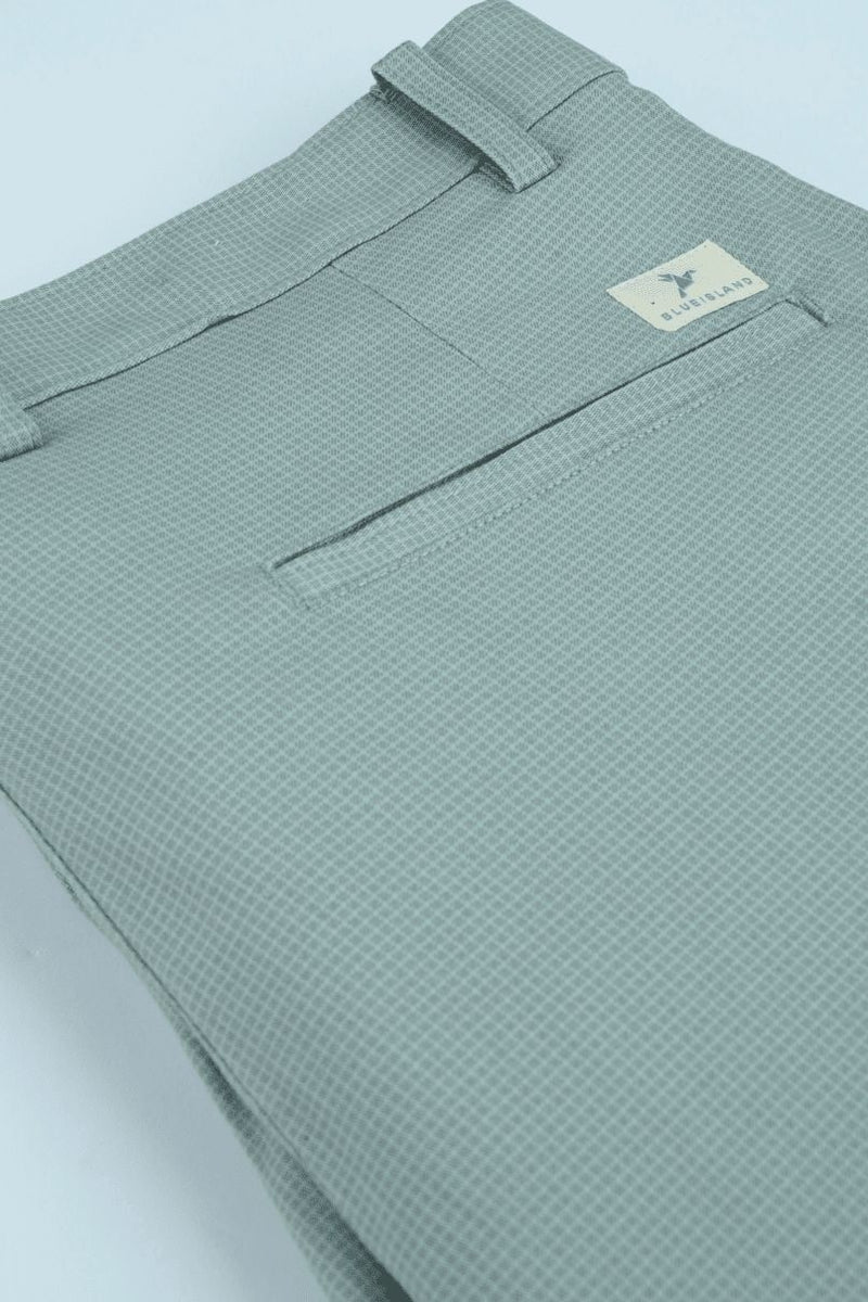 Lite Olive Checked - 2 way stretch - COTTON PANT