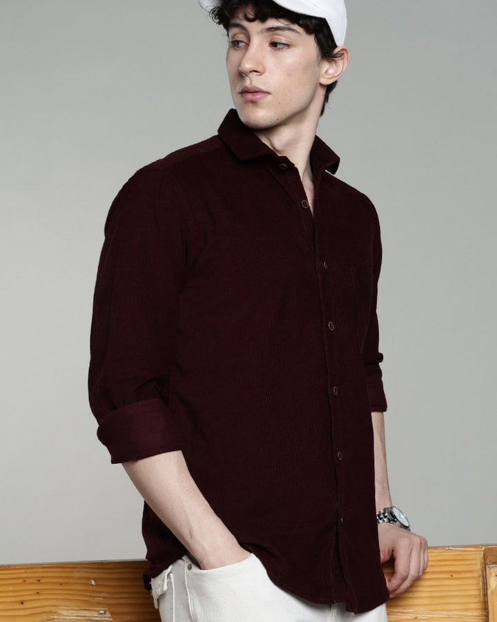 Dark Wine  - Full-Corduroy Shirt