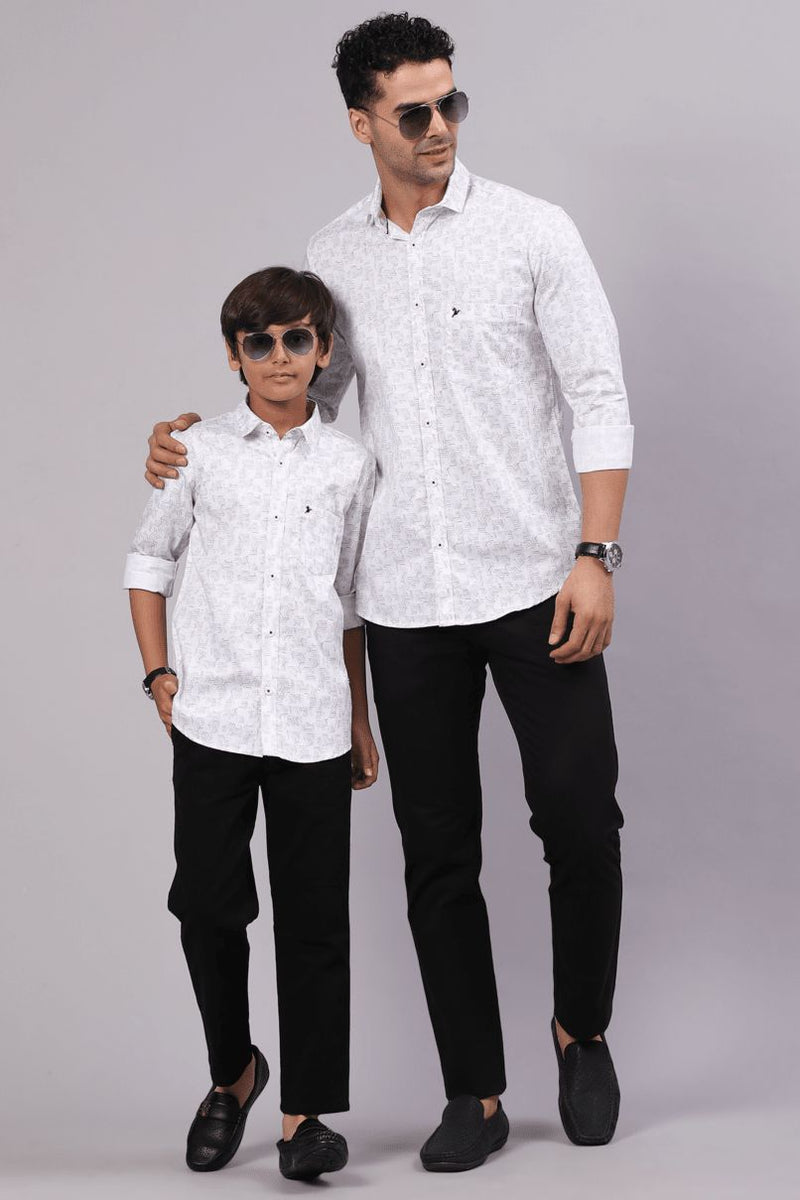 FATHER & SON - White Semi Hexagon Print