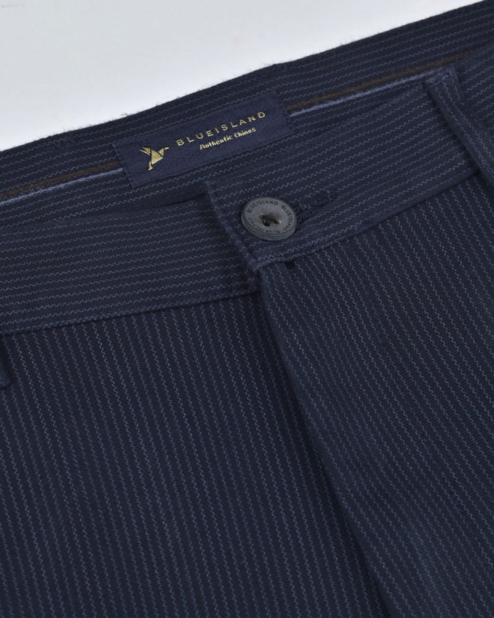 Navy Seismic Wave Printed - 2 way stretch - COTTON PANT