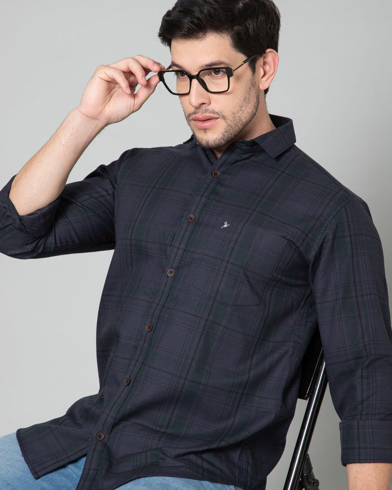 Dark Navy Checks - Full-Stain Proof