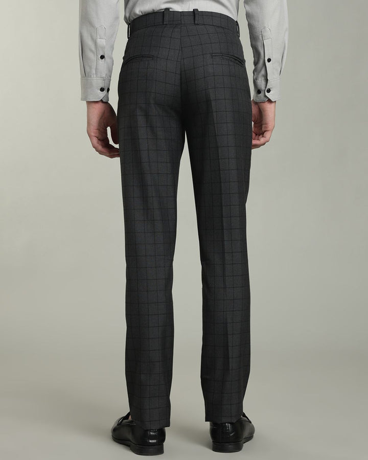 Charcoal Grey Box Checks - Wrinkle free Formal Pant