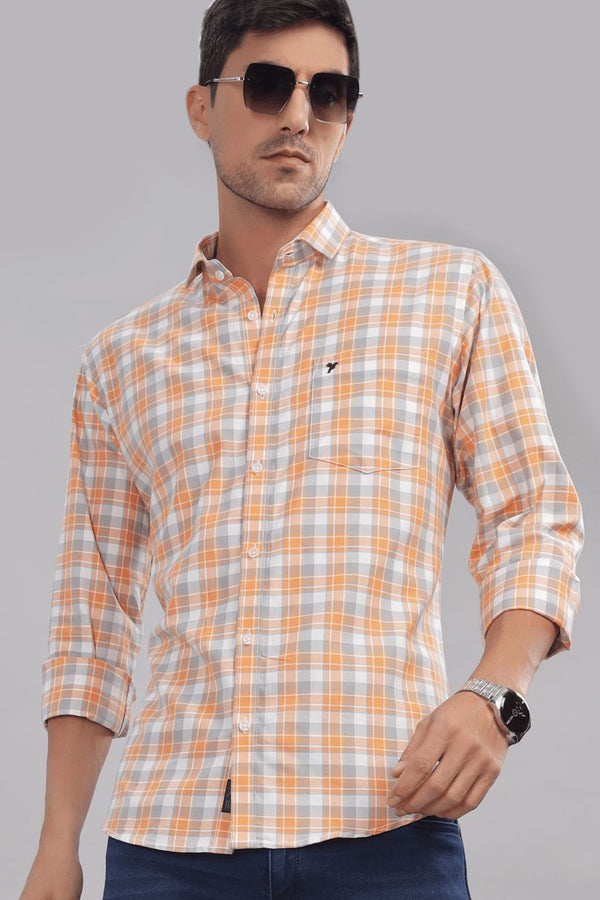 Fanta Orange & Grey Checks - Full-Stain Proof