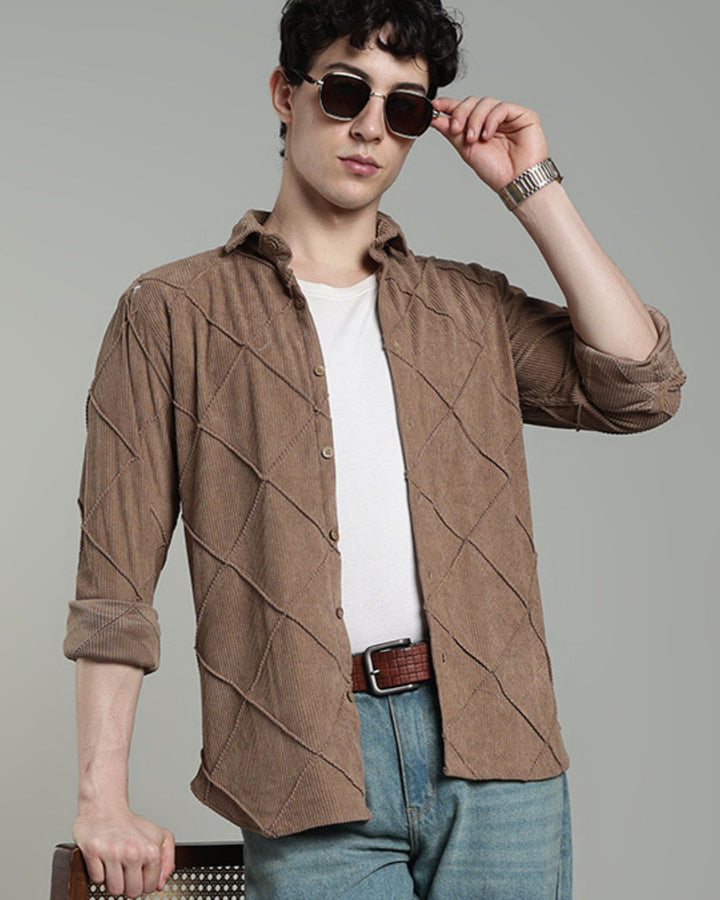 Brown Thread Checks - Full-Corduroy Shirt