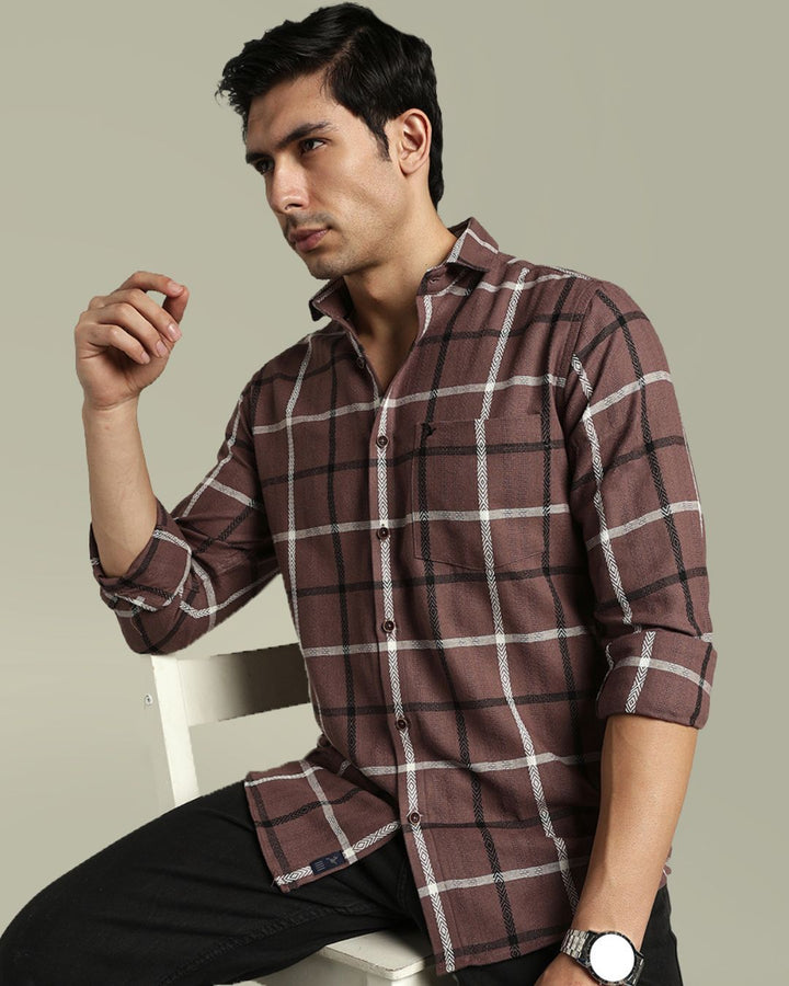 Walnut Brown Monochrome Checks -Full-Stain Proof