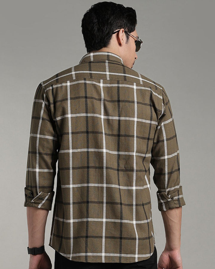 Khaki Green Monochrome Checks -Full-Stain Proof