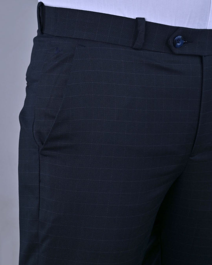 Navy Box Checks - Wrinkle free Formal Pant