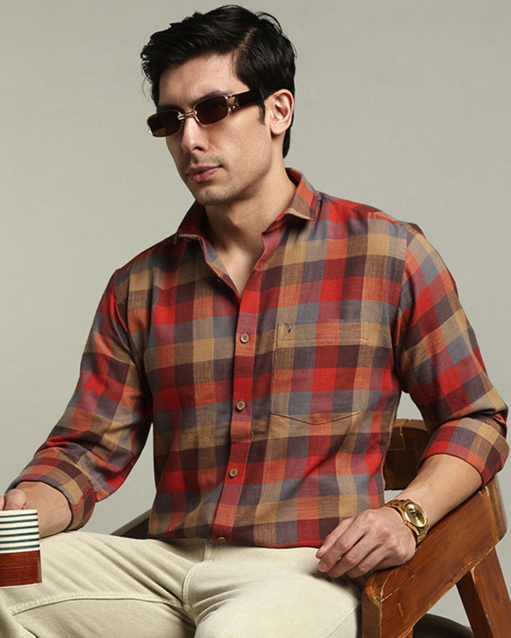 Rust Brown & Grey Checks - Full-Stain Proof