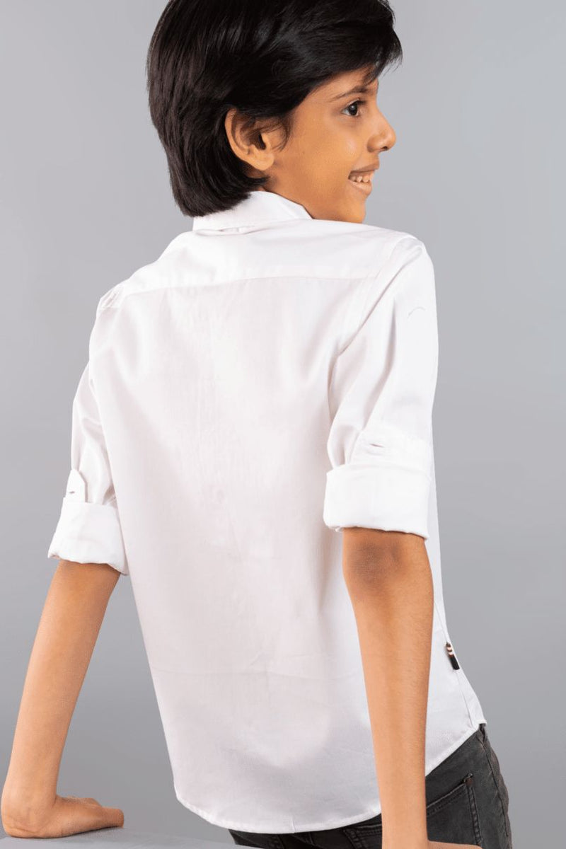 KIDS - White with Pink Solid-Stain Proof Shirt