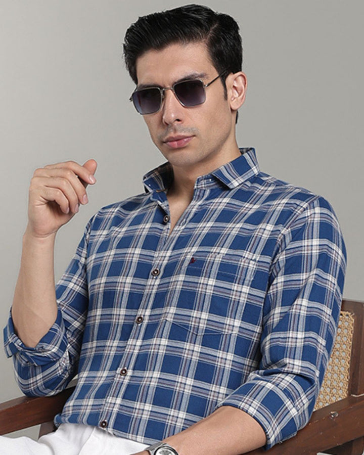 Cobalt Blue & White Checks - Full-Stain Proof