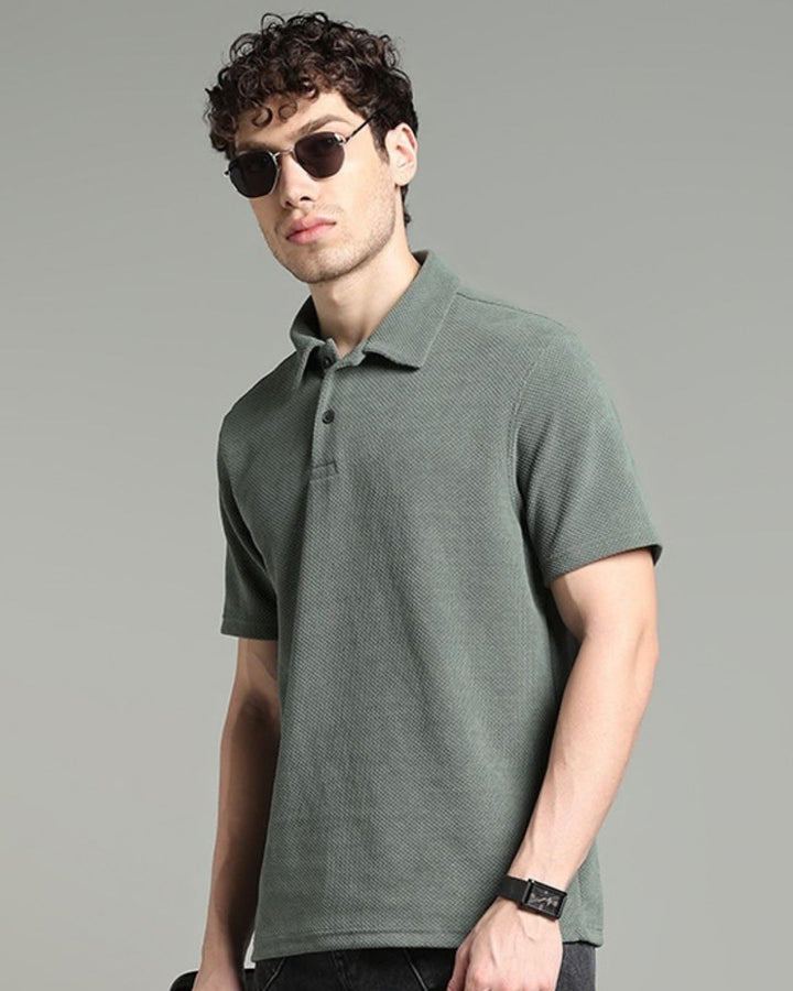 Sage Green Pop Textured - Polo Tshirt