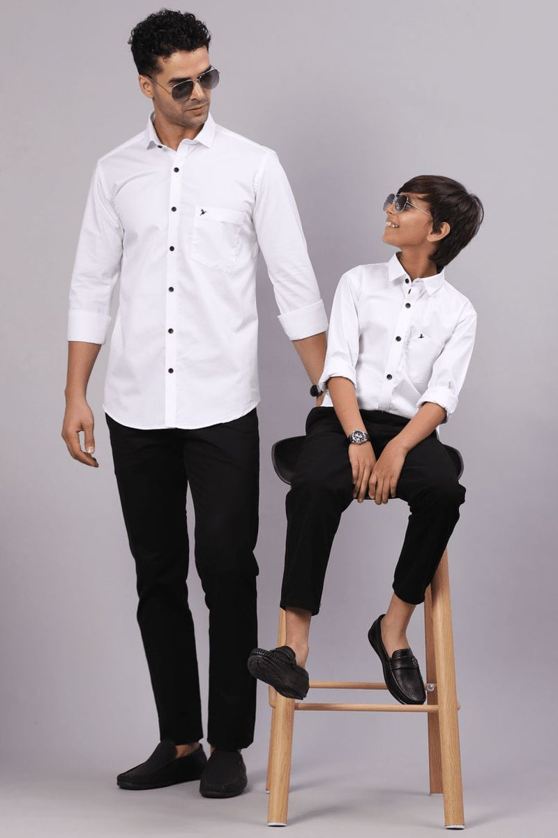 FATHER & SON - White with Black Solid