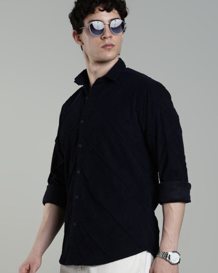 Navy Thread Checks - Full-Corduroy Shirt