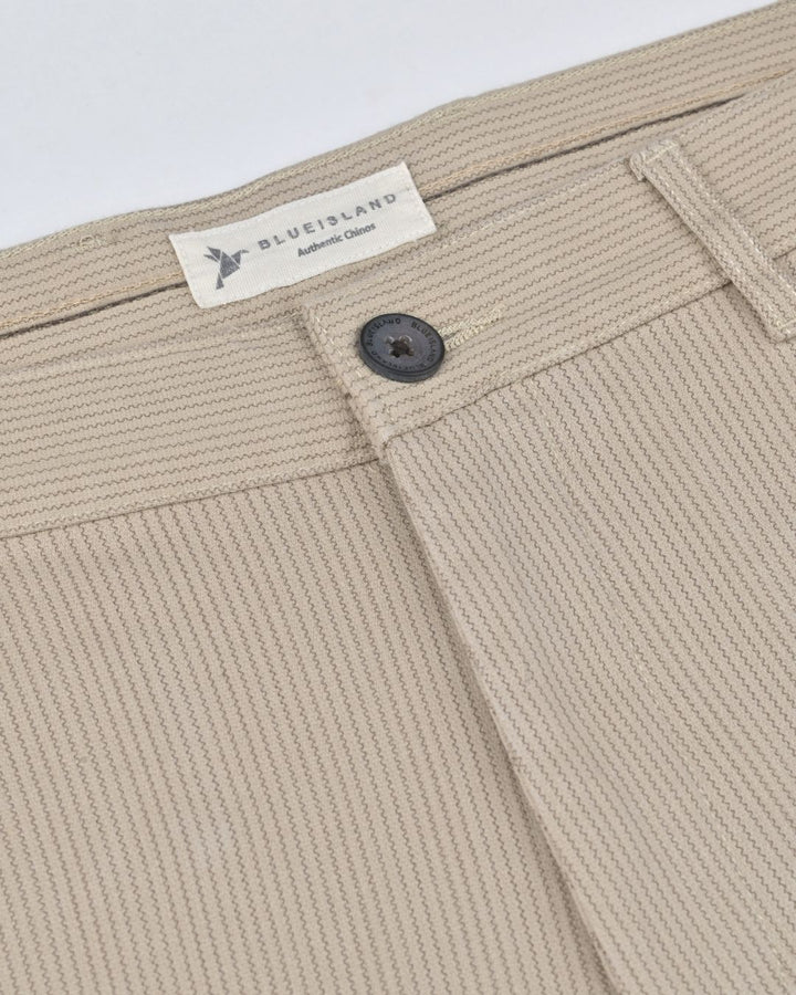 Cream Seismic Wave Printed - 2 way stretch - COTTON PANT