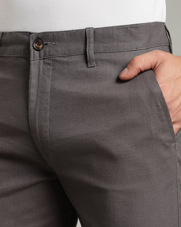 Grey - 2 way stretch - COTTON LINEN PANT