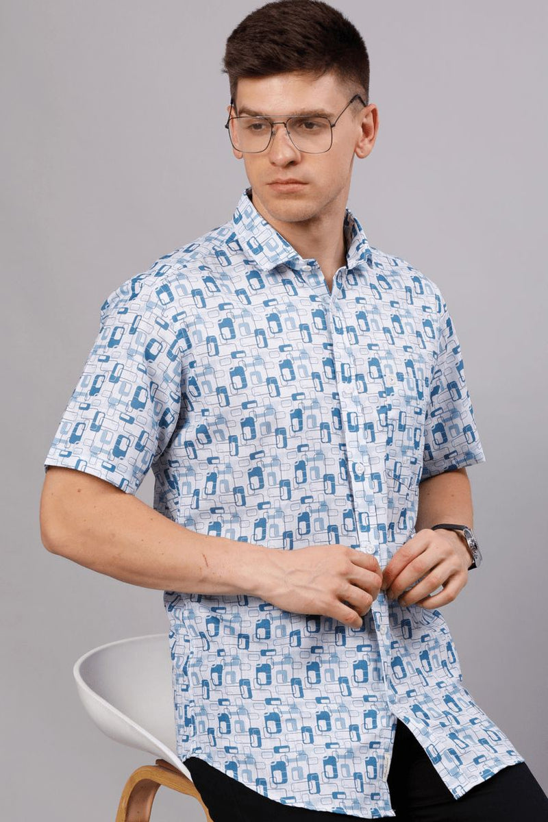 Blue Multi Capsule Print - Half Sleeve - Stain Proof