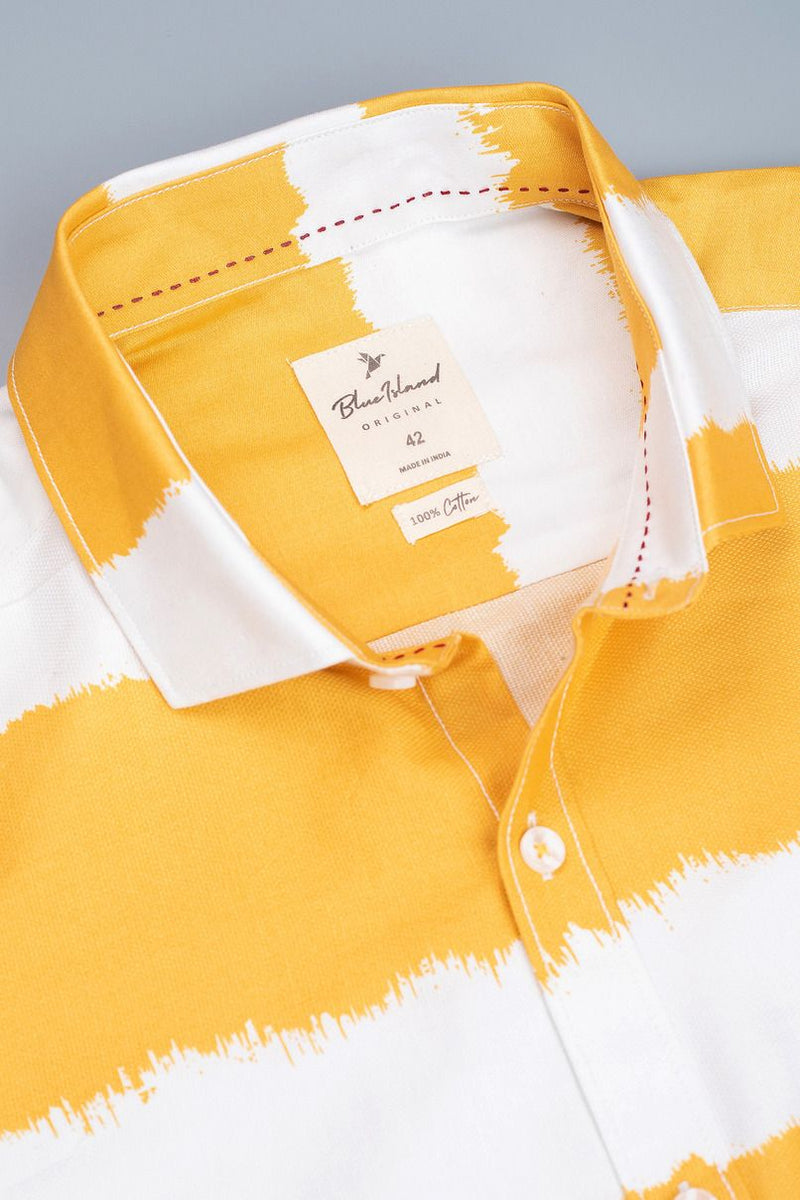 Mustard Yellow and White Stripes - Full-Stain Proof