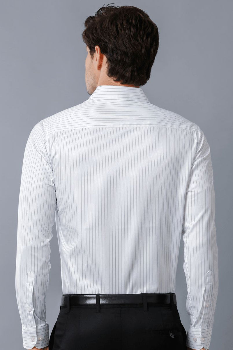 White & Navy Mini Formal Stripes- Full-Stain Proof