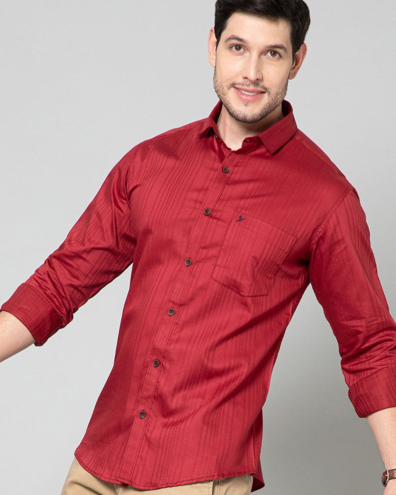 Cherry Red Self Design - Full-Stain Proof