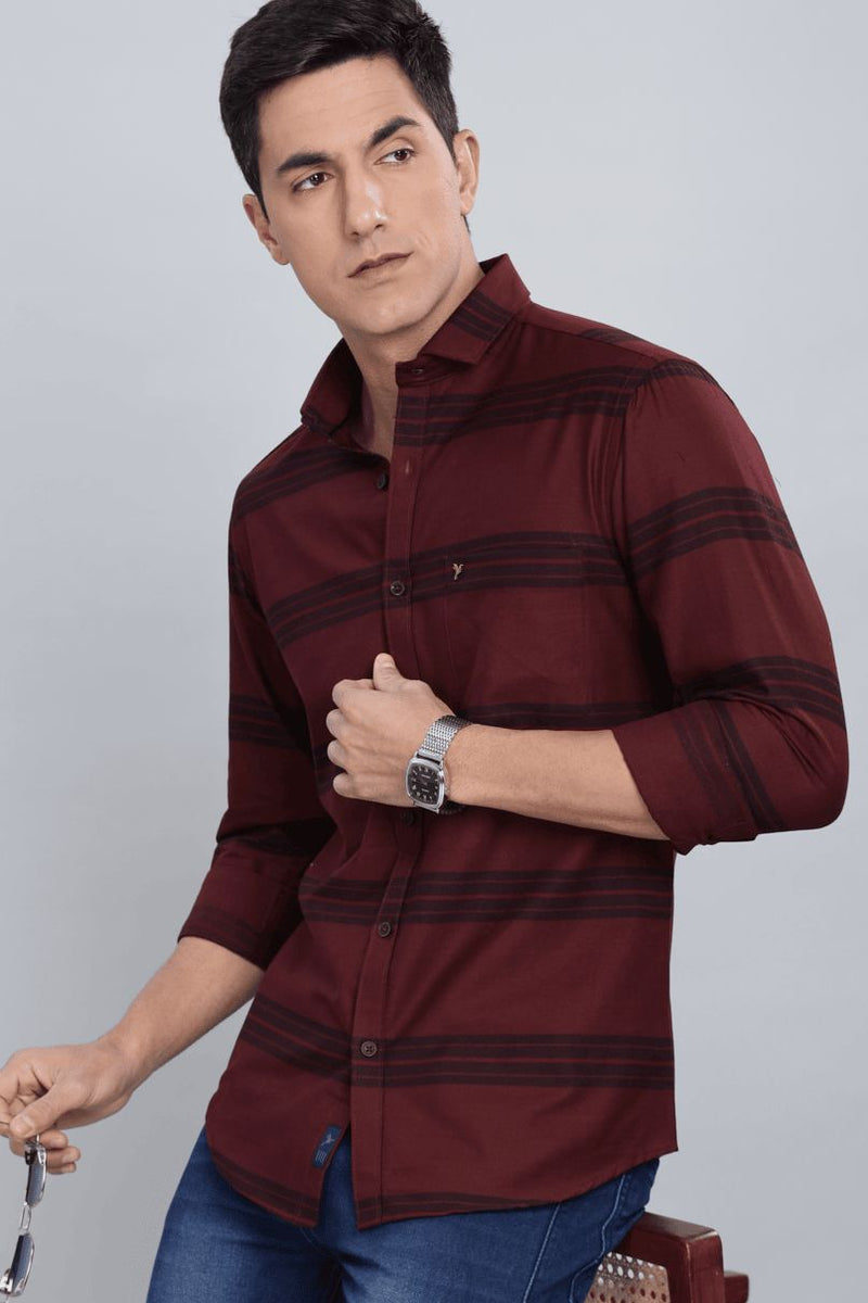 Maroon Navy Horizontal Stripes - Full-Stain Proof