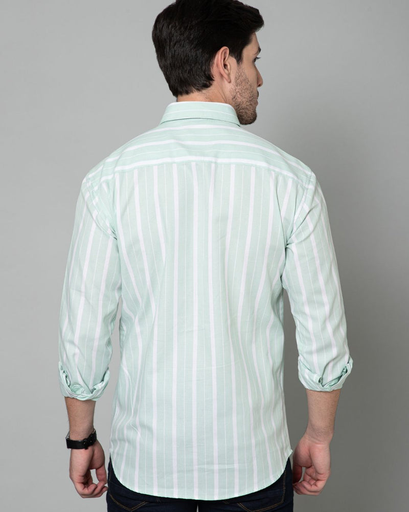 Green & White Bold Stripes - Full-Stain Proof