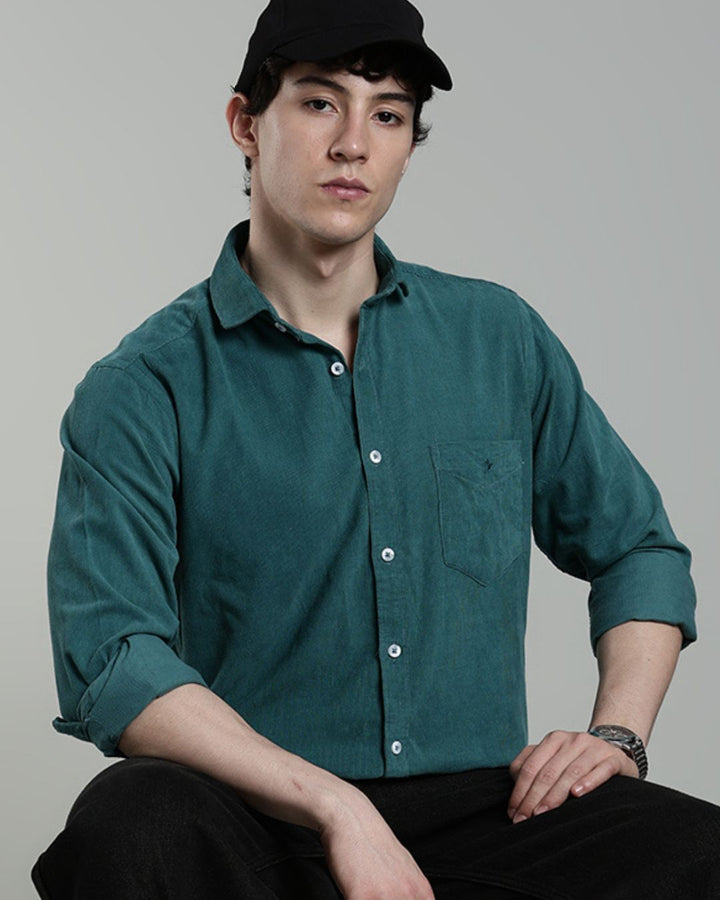 Peacock Green - Full-Corduroy Shirt