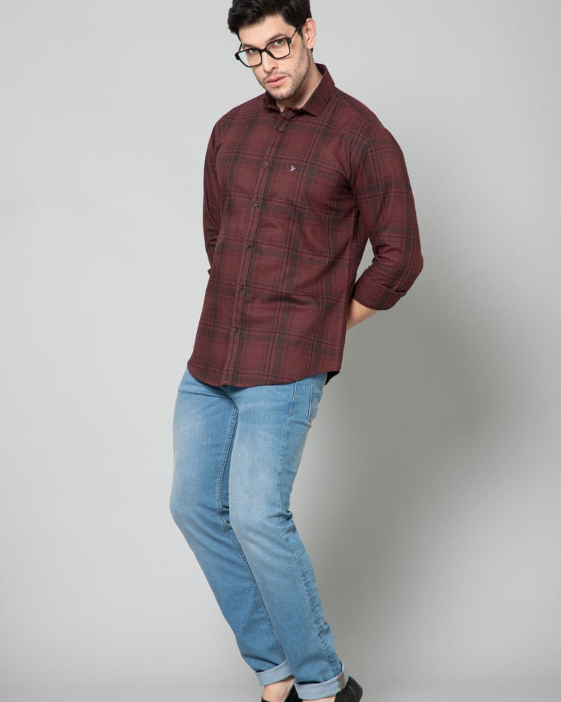 Dark Maroon Checks - Full-Stain Proof