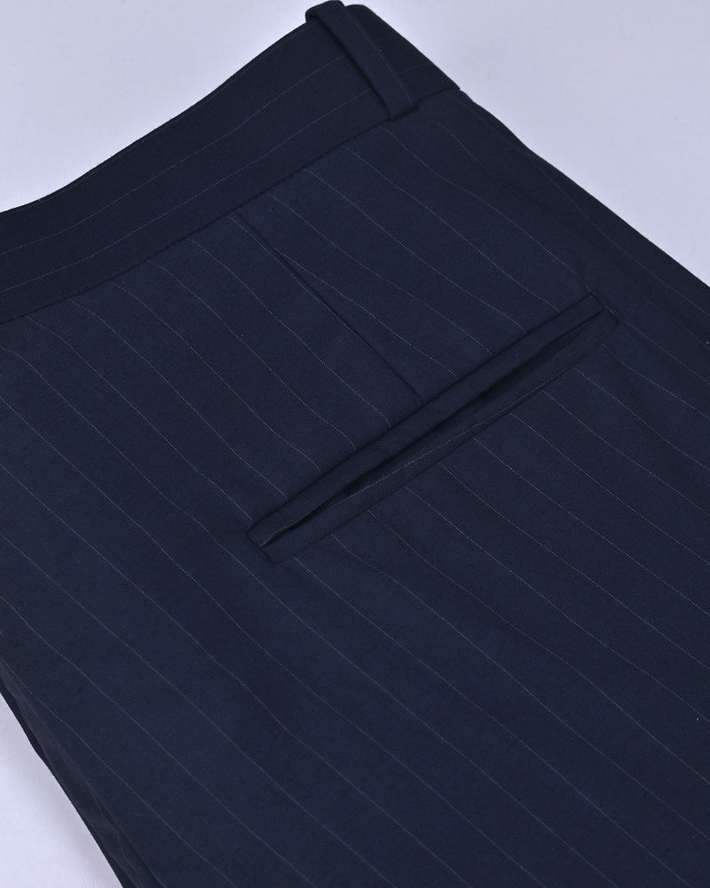 Navy Vertical Stripes - Wrinkle free Formal Pant