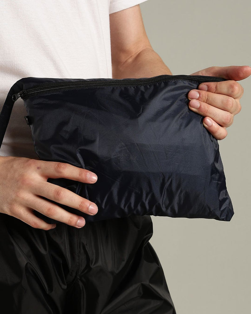 Black with Red Border - Rain Jacket with Mobile Pouch