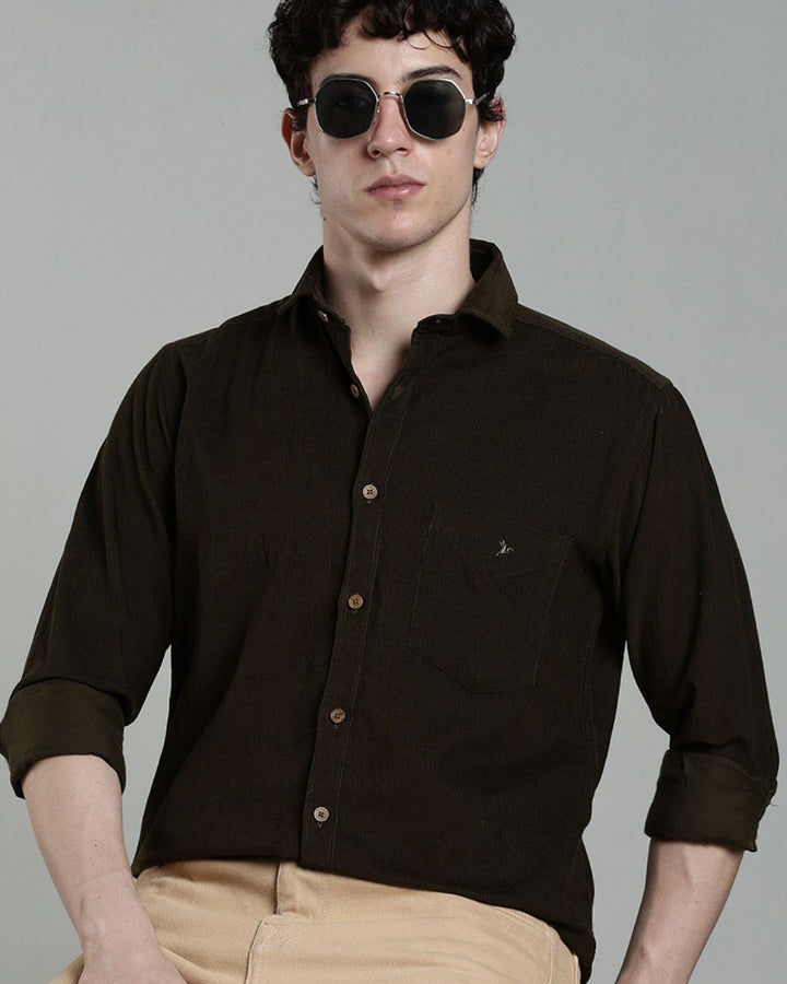 Olive Green - Full-Corduroy Shirt