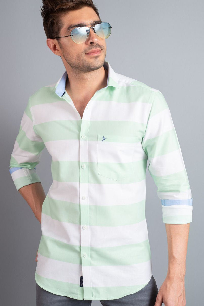 Cool Green and White Stripes - Full-Stain Proof