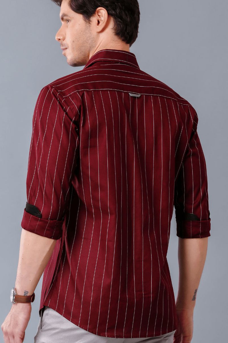 Maroon Vertical Stripes - Full-Stain Proof
