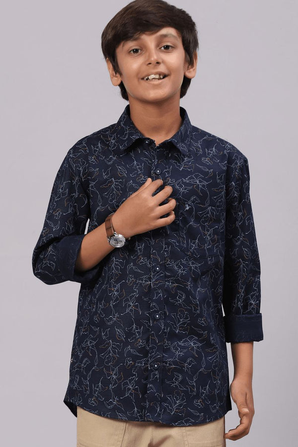 SON - Navy Leafy Print