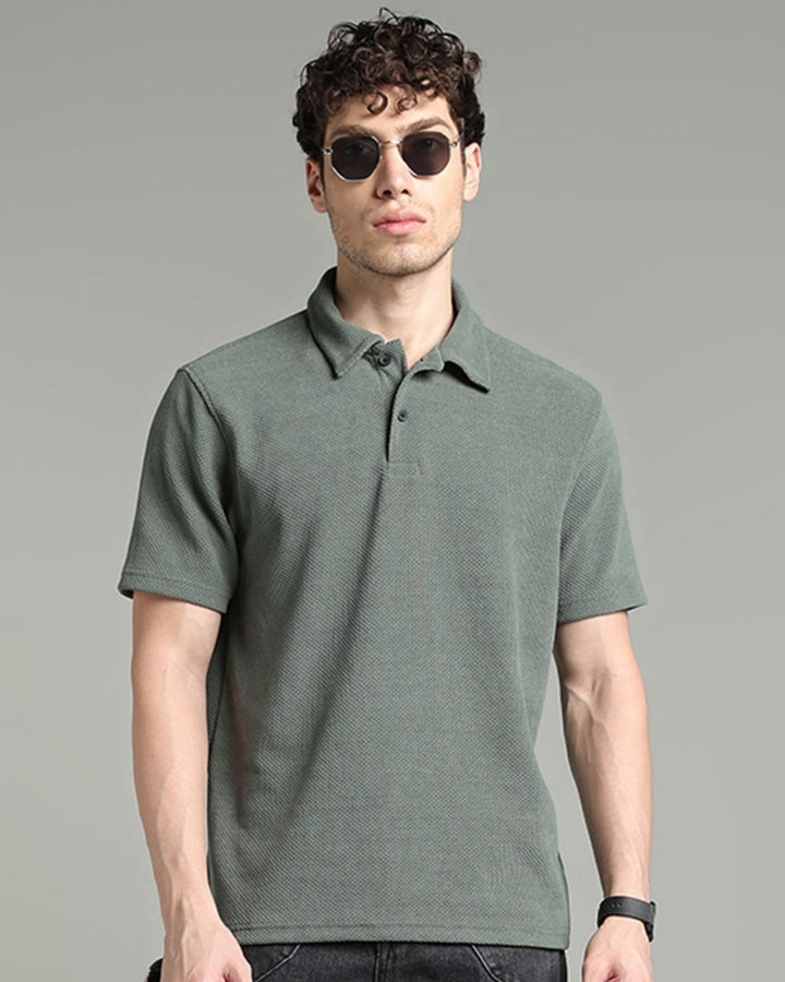 Sage Green Pop Textured - Polo Tshirt