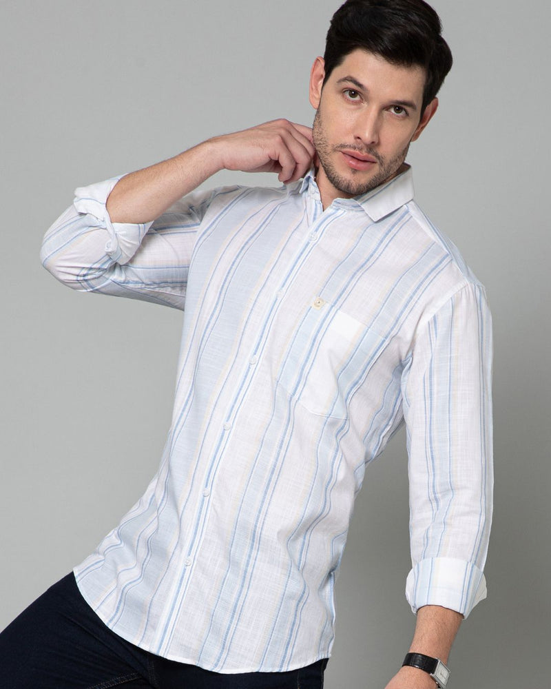 Ice Blue Multi Stripes - Full-Stain Proof