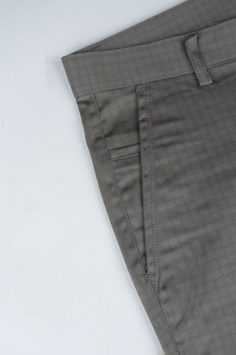 Olive Grid Checks - 2 way stretch - COTTON PANT