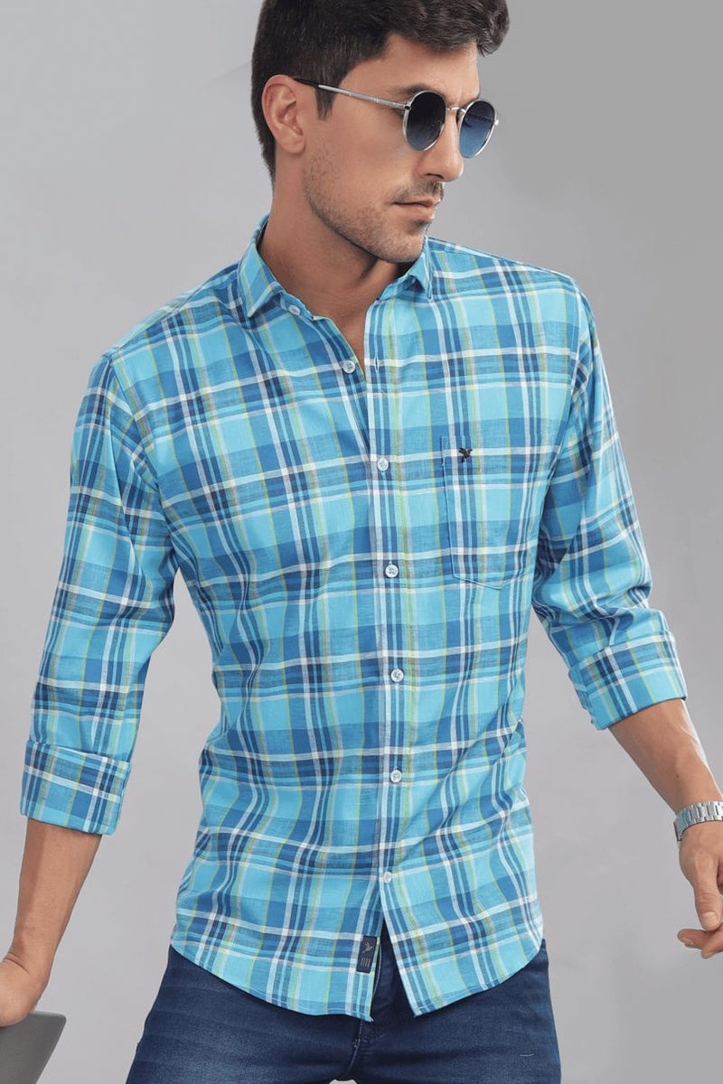 Ocean Blue Checks - Full-Stain Proof