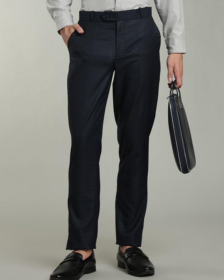 Navy Box Checks - Wrinkle free Formal Pant