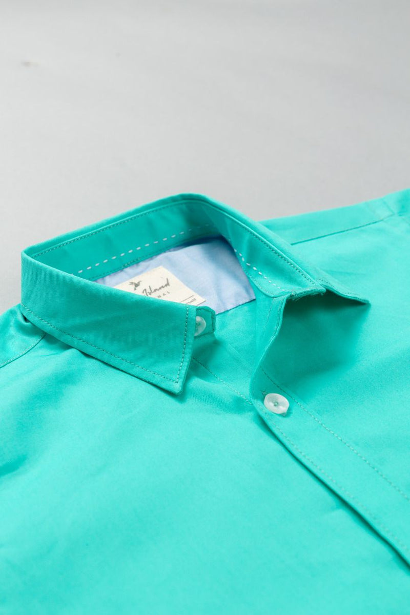KIDS - Turquoise Solid Shirt-Stain Proof Shirt