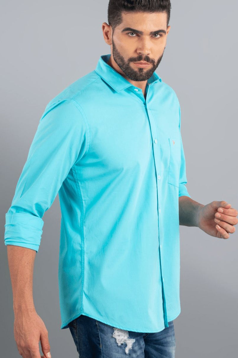 Turquoise Blue Solid-Full-Stain Proof