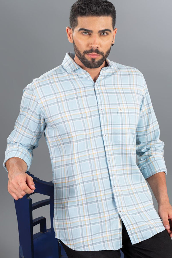Sky Blue and Grey Checks - Full-Stain Proof