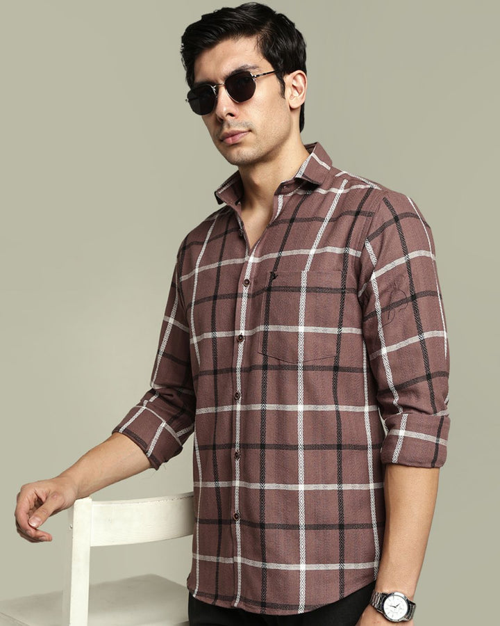 Walnut Brown Monochrome Checks -Full-Stain Proof