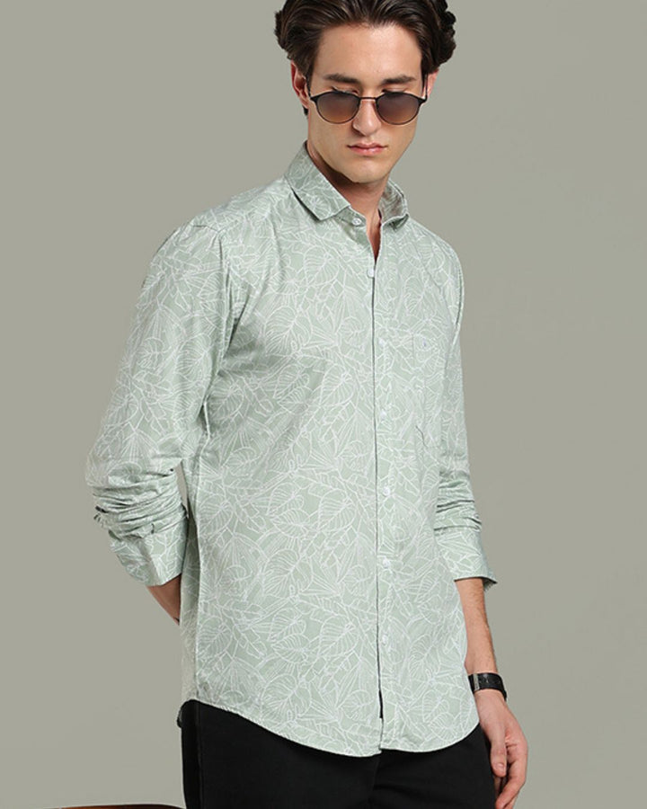 Green Leafy Print-Full-Stain Proof