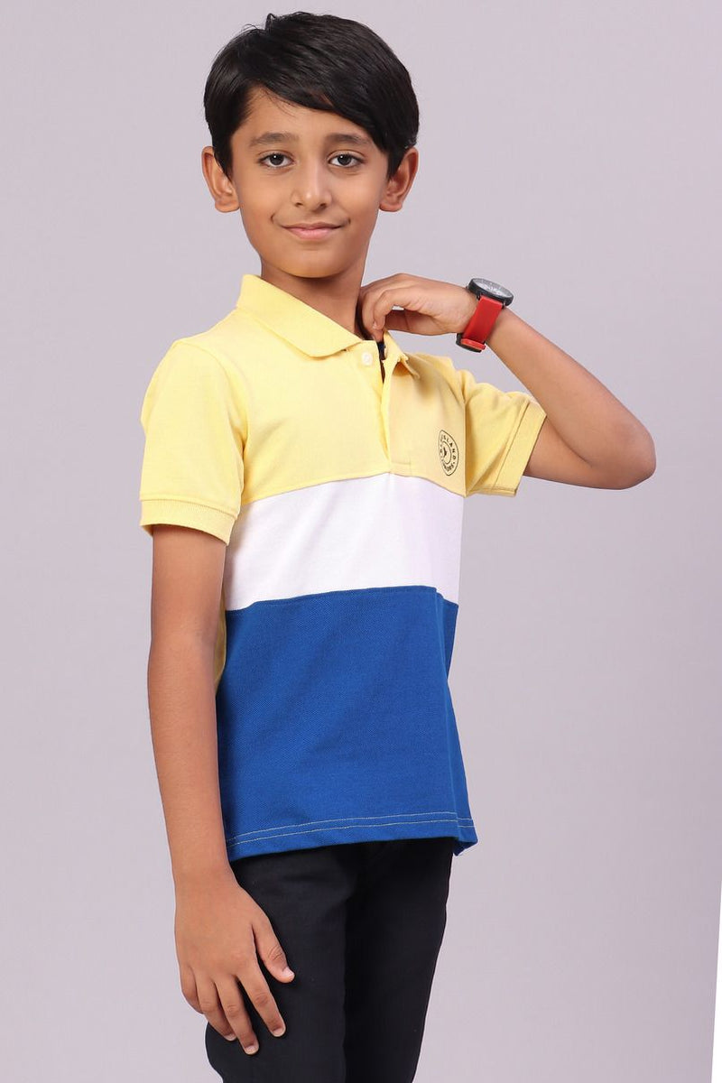 KIDS - Yellow and Blue Stripes Tshirt - Stain Proof