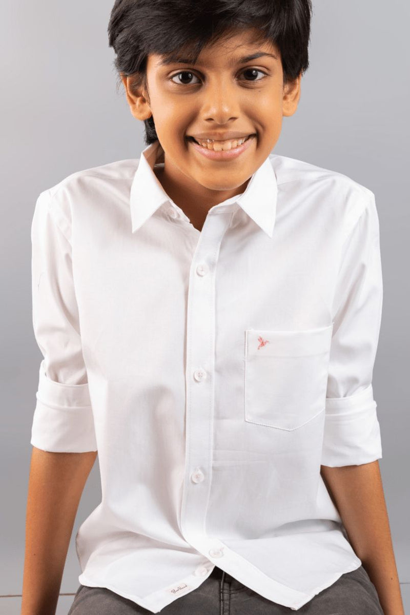 KIDS - White with Pink Solid-Stain Proof Shirt