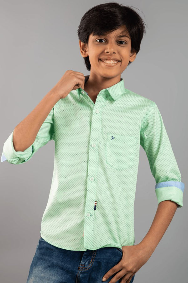 KIDS - Pistah Green Print-Stain Proof Shirt