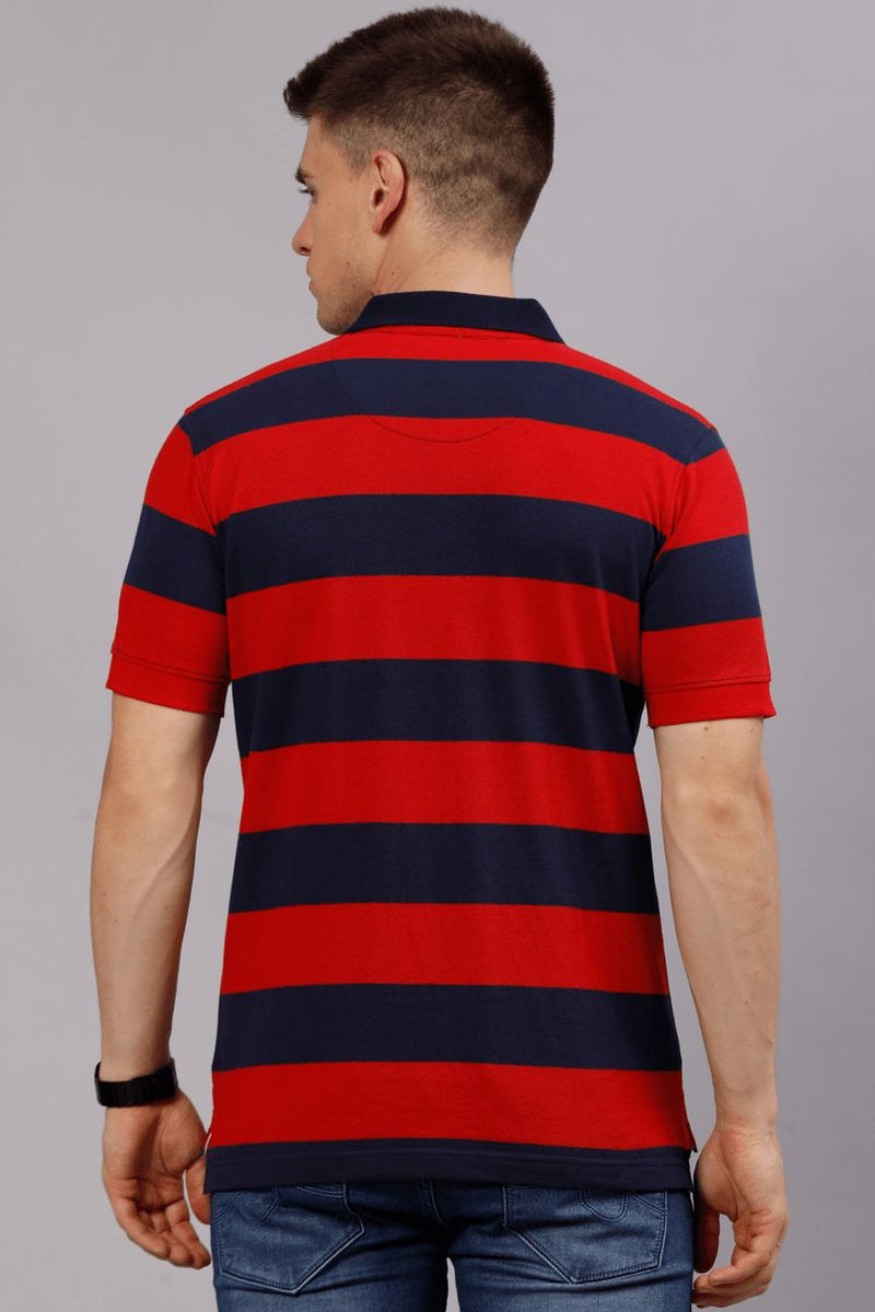 Navy & Red Stripes TShirt - Stain Proof
